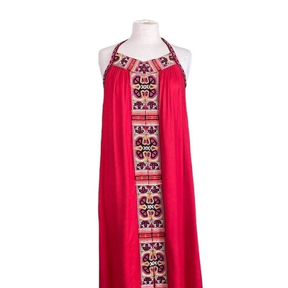 Calypso St Barth Dalbi Dress Womens Sz S Red Beaded Embroidered Tassel Boho Maxi - Picture 3 of 12